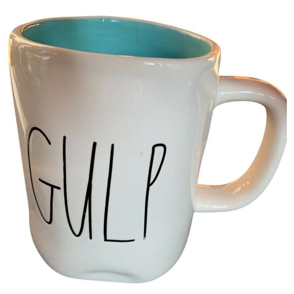 Rae Dunn Artisan Collection "Gulp" Mug White With Blue Interior‎ - Picture 1 of 5